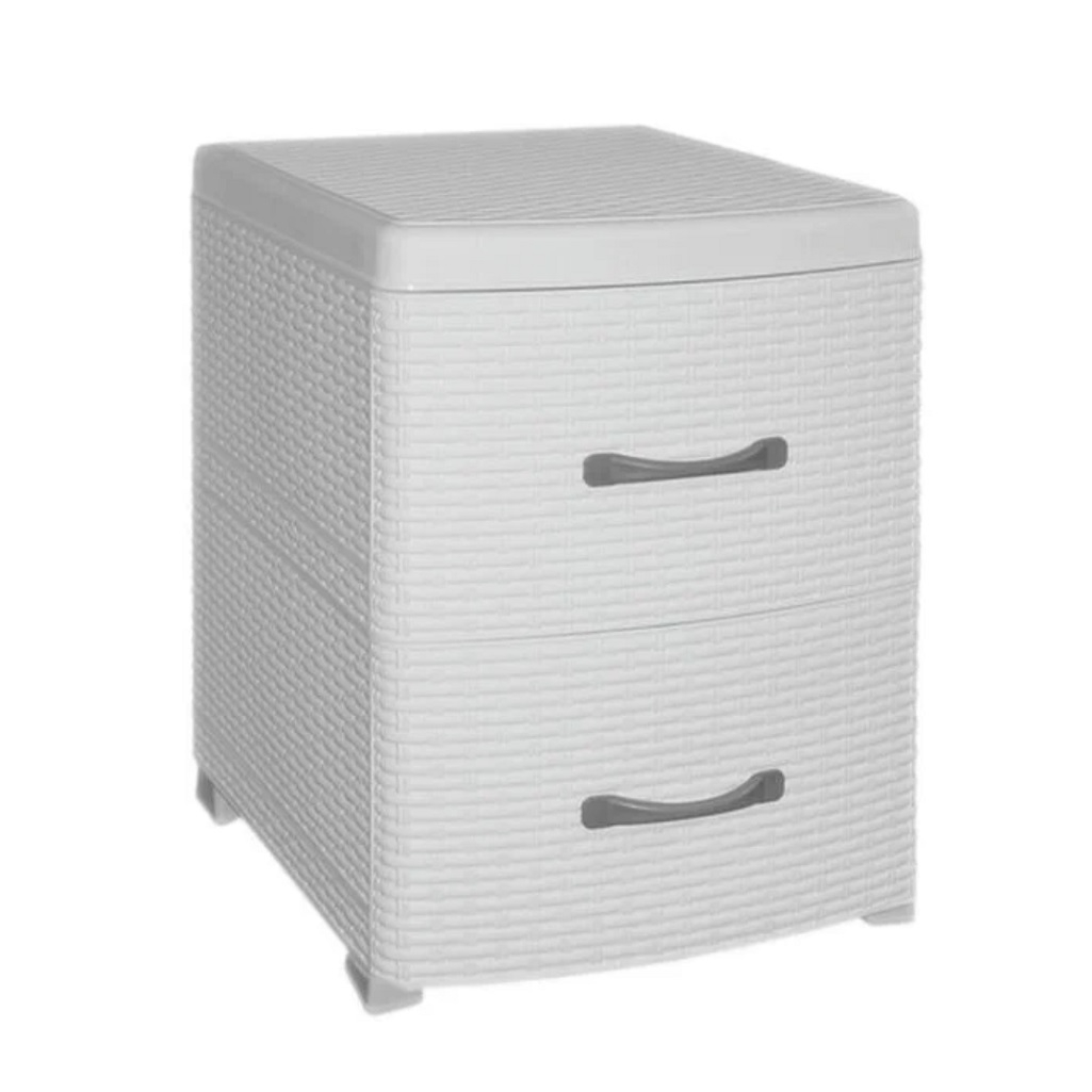 Комод-тумба Violet Ротанг пластиковый, 2-х секционный, белый 38х48х52 см