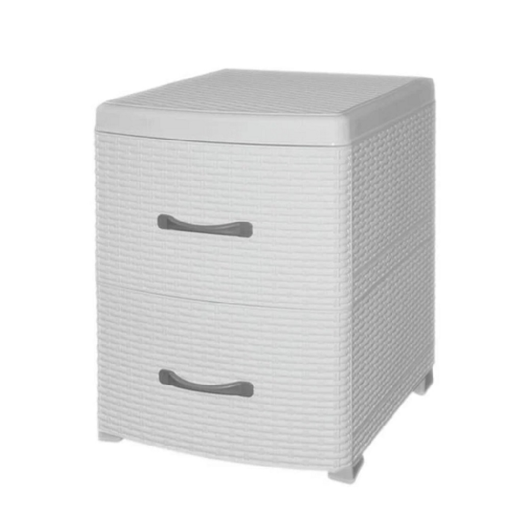 Комод-тумба Violet Ротанг пластиковый, 2-х секционный, белый 38х48х52 см