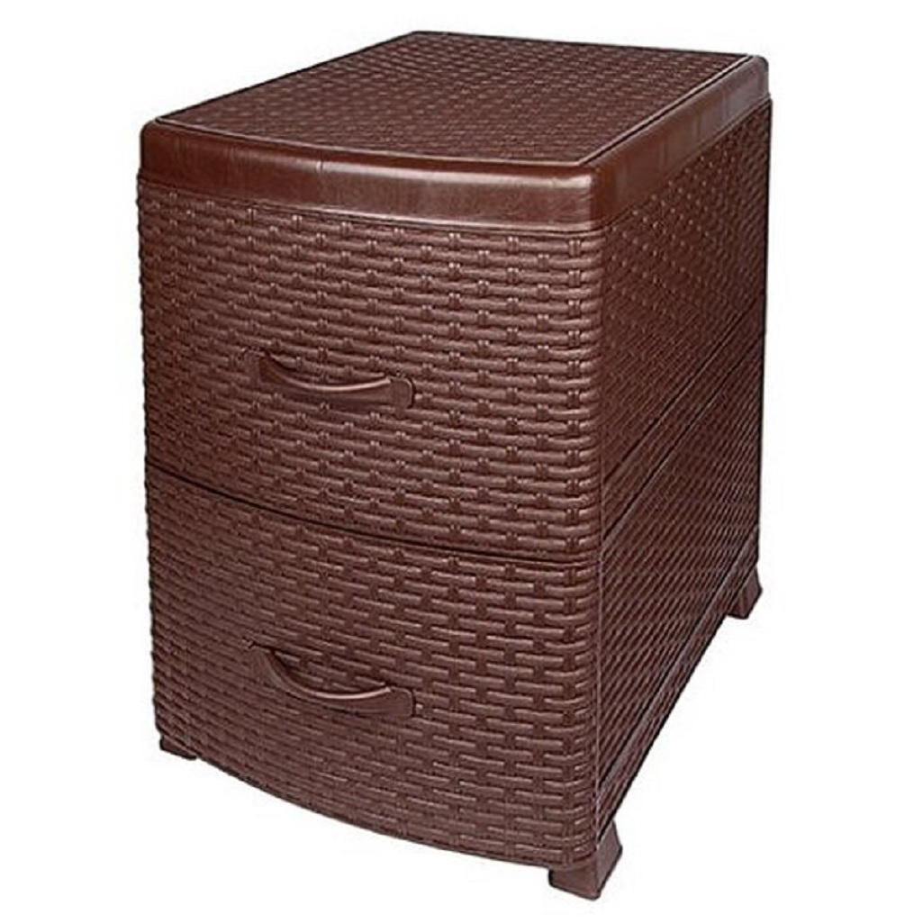 Комод-тумба Violet Ротанг пластиковый, 2-х секционный, коричневый 38х48х52 см