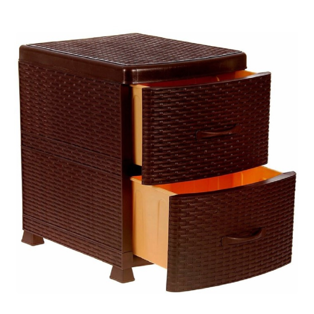 Комод-тумба Violet Ротанг пластиковый, 2-х секционный, коричневый 38х48х52 см