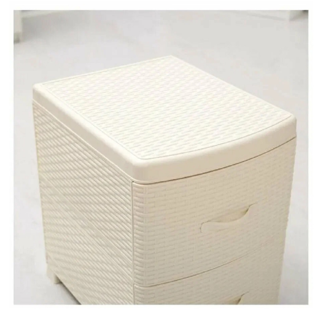 Комод-тумба Violet Ротанг, пластиковый, 2-х секционный, слоновая кость 38х48х52 см