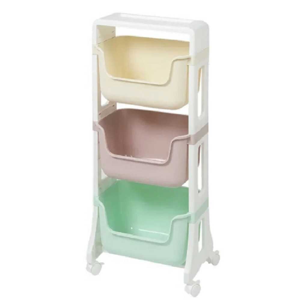 Этажерка Violet Junior пластиковая на колесах 3 корзины, мультиколор 395x260x943 мм