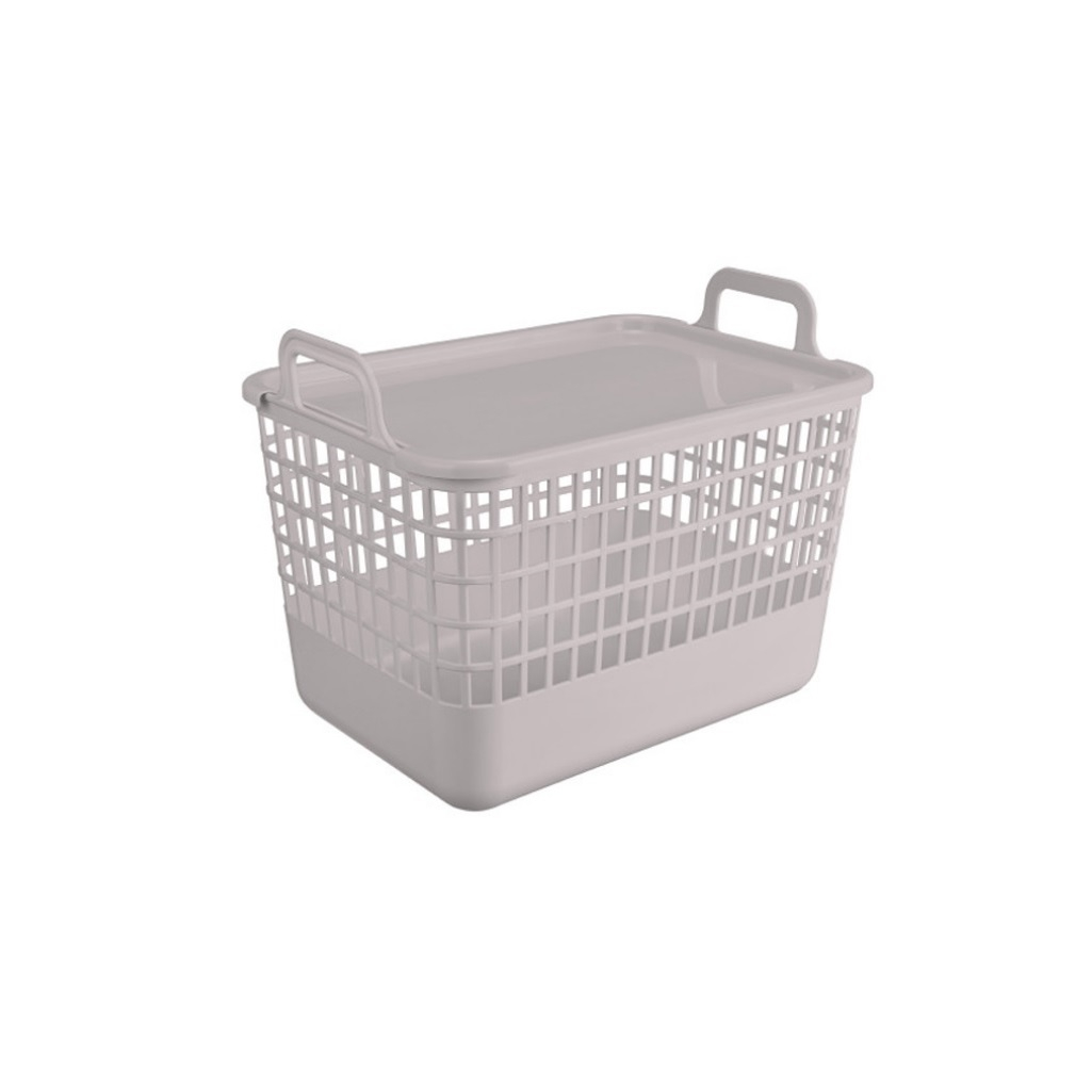 Корзина Econova Ково, с крышкой, 15 л, cветло-бежевый, 224х255х320 мм, 435218234