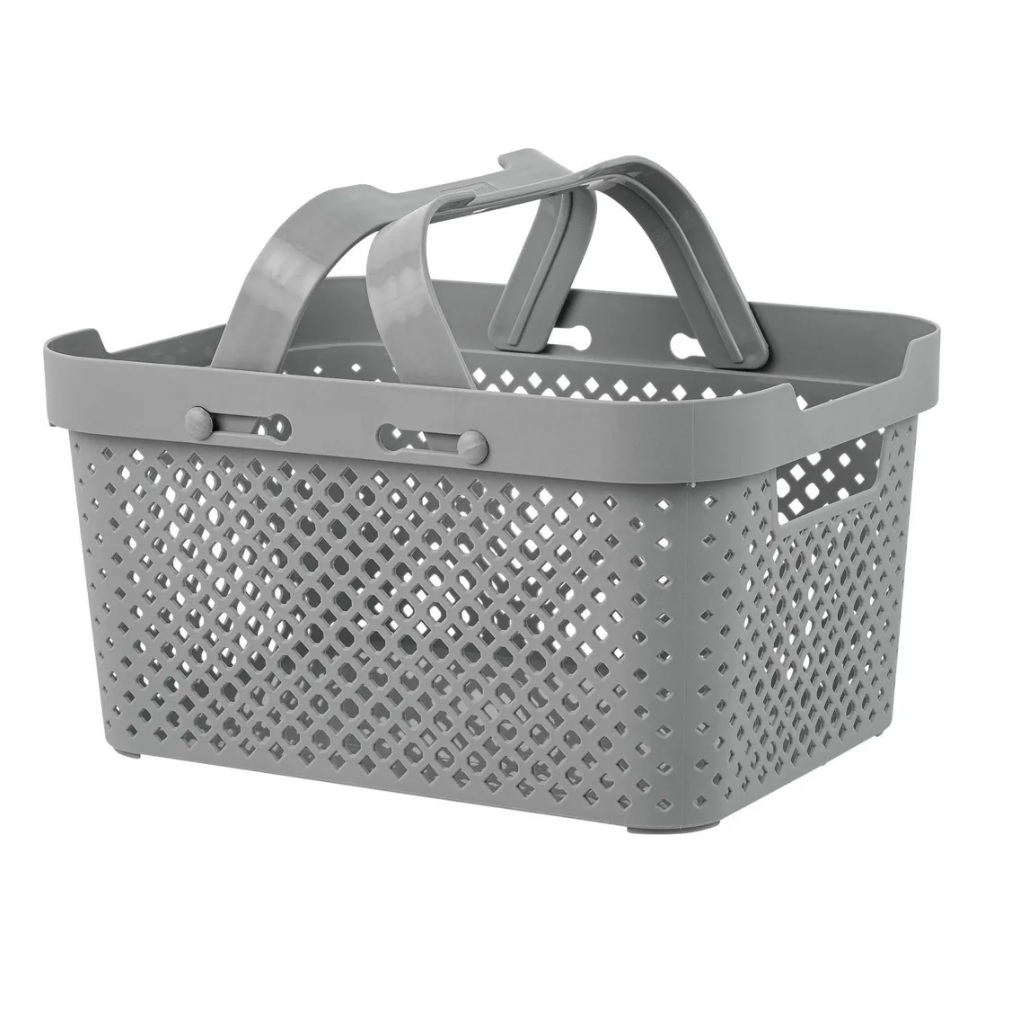 Корзина для хранения Plast Team Melange Stockholm, с ручками, серый шторм, 5 л