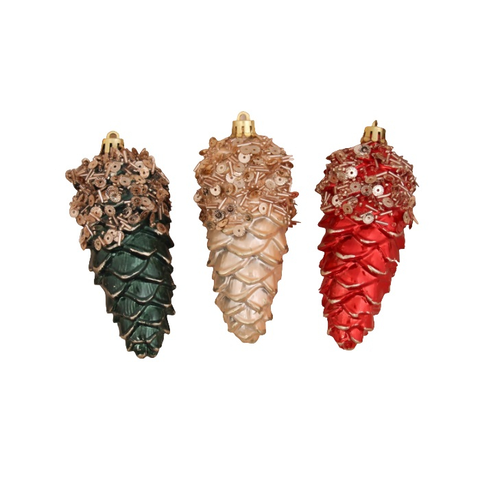 Украшение ёлочное Шишка Коул (набор 3 шт) 120х40 мм, микс 10422932