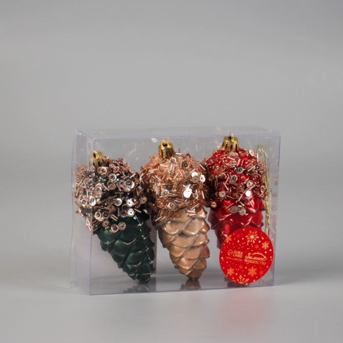 Украшение ёлочное Шишка Коул (набор 3 шт) 120х40 мм, микс 10422932