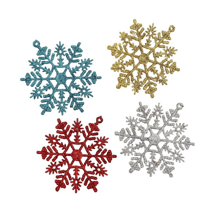 Украшение ёлочное Снежинка (набор 4 шт) 75х65 мм, микс 1400061
