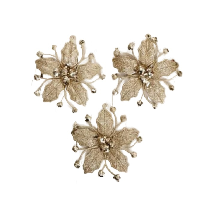 Украшение ёлочное Сияющая глазурь - цветок (набор 3 шт) 95х95 мм, золото 4325474