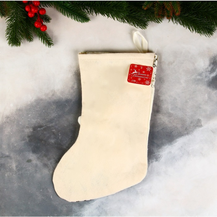 Носок для подарков Снеговик в шарфике, поталь 20х33 см, золото 9692623