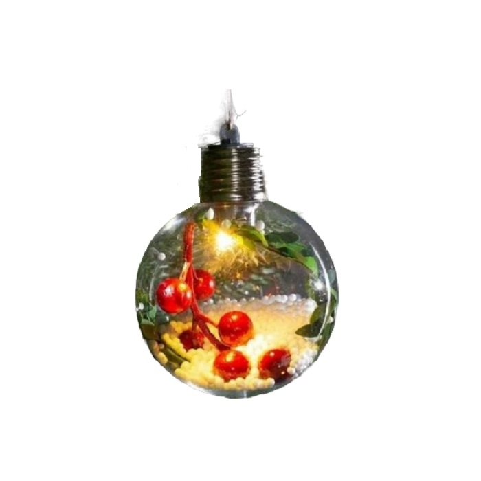 Ёлочный шар Ягоды, батарейки, 1 LED, свечение тёплое белое