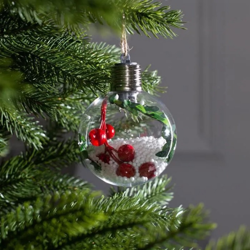 Ёлочный шар Ягоды, батарейки, 1 LED, свечение тёплое белое