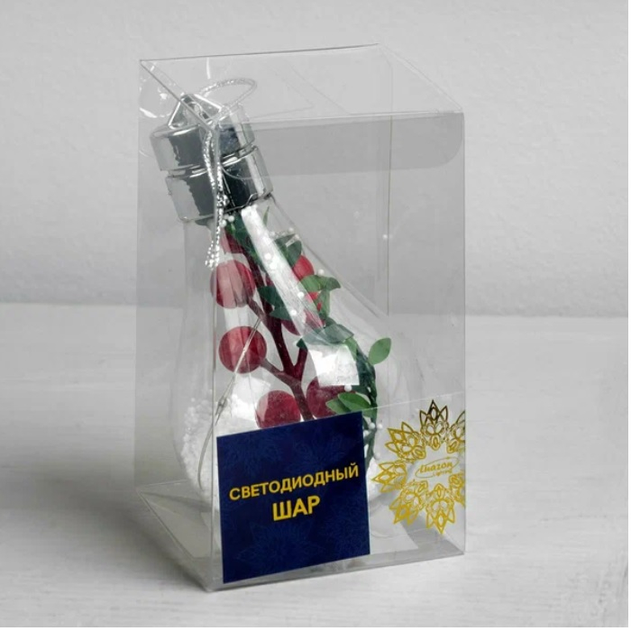 Ёлочный шар Ягоды, батарейки, 5 LED, свечение белое