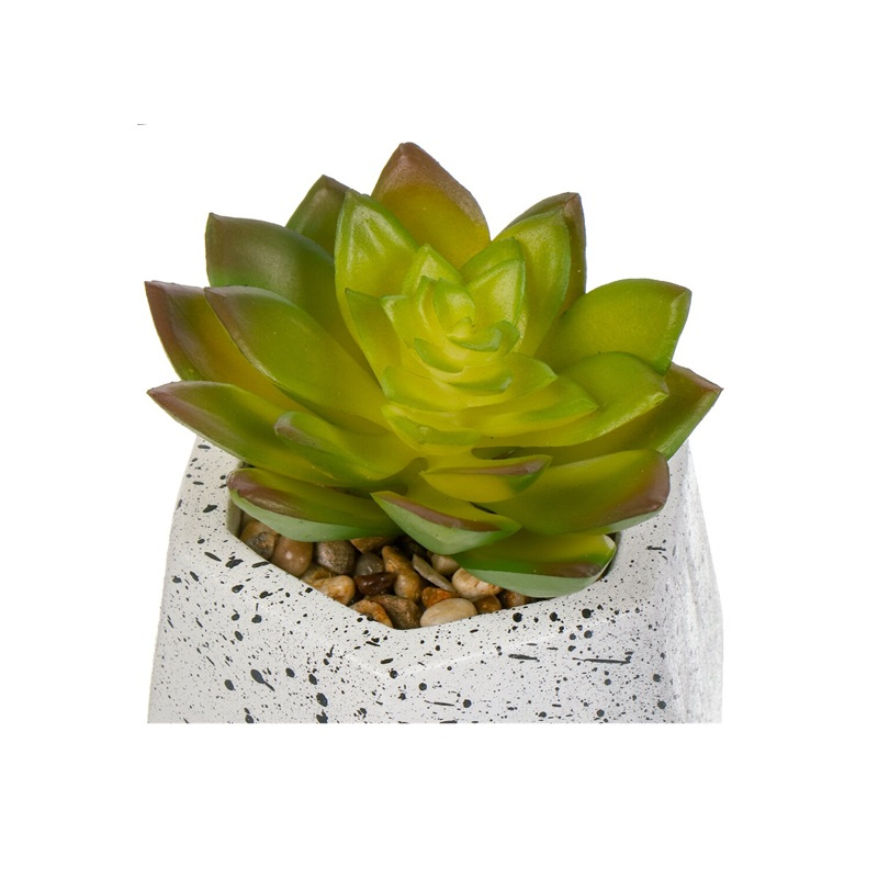 Цветок искусственный декоративный Суккулент, в кашпо, зеленый 9х9х11см