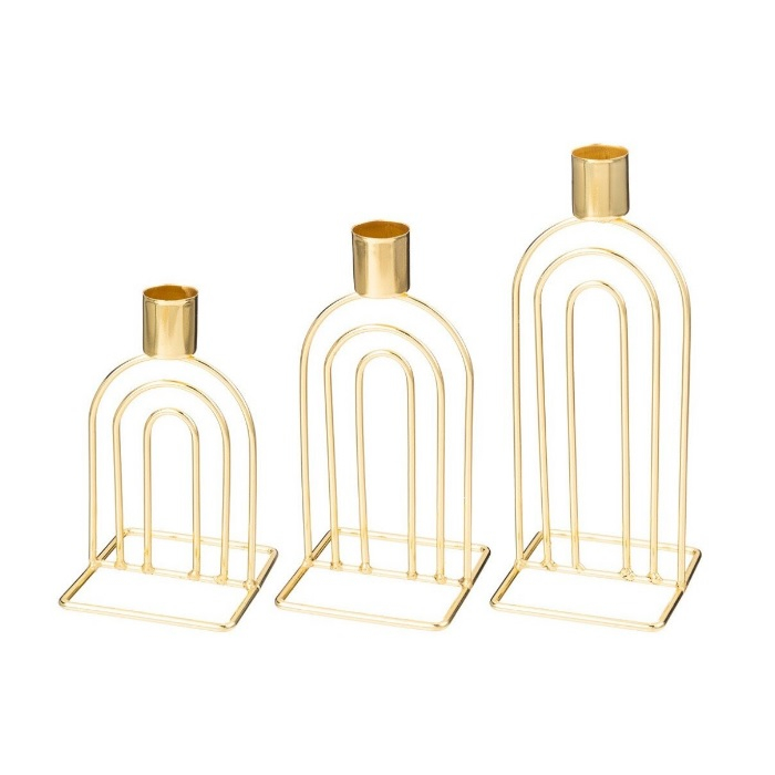 Подсвечник декоративный Bronco металл, 3 свечи, 8х8х13.6/17/20.7 см, 120-204