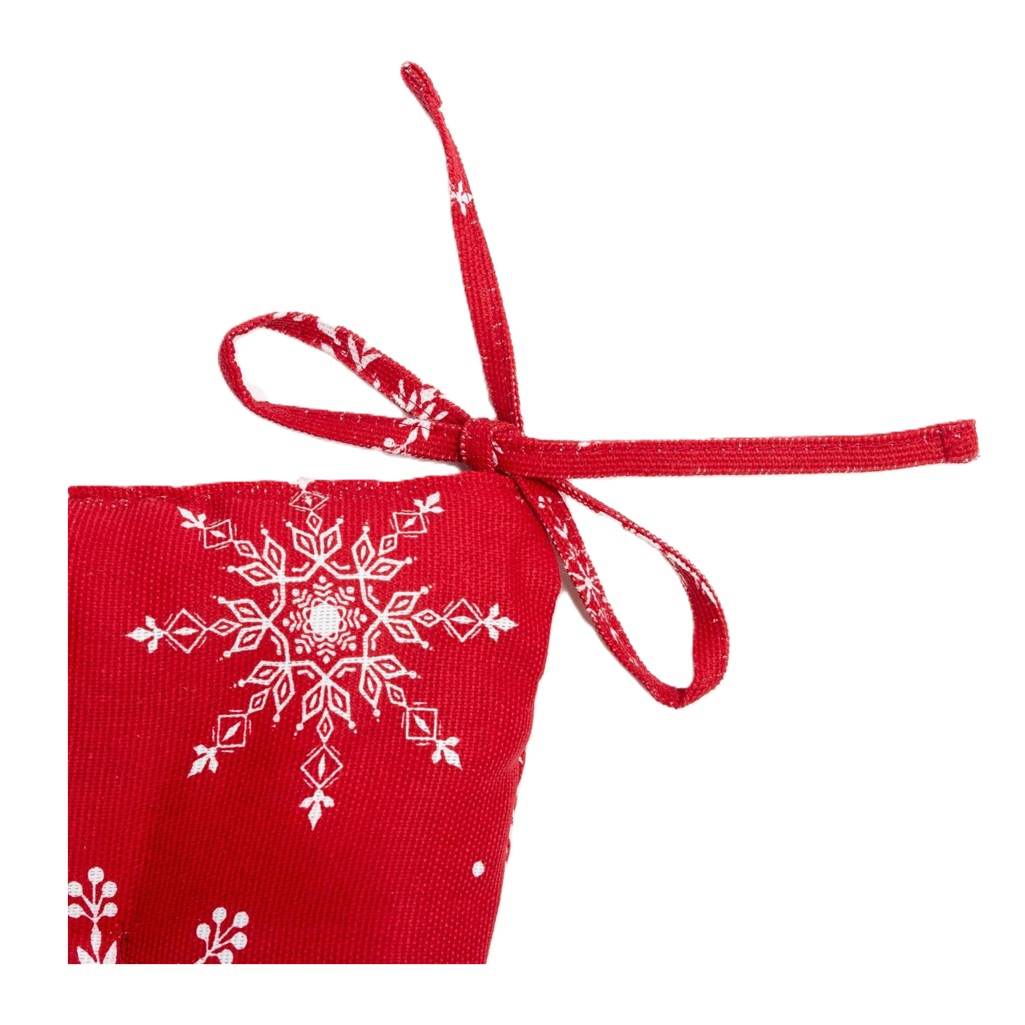 Сидушка на стул Доляна Белые снежинки, хлопок, красная, 50х420х420 мм