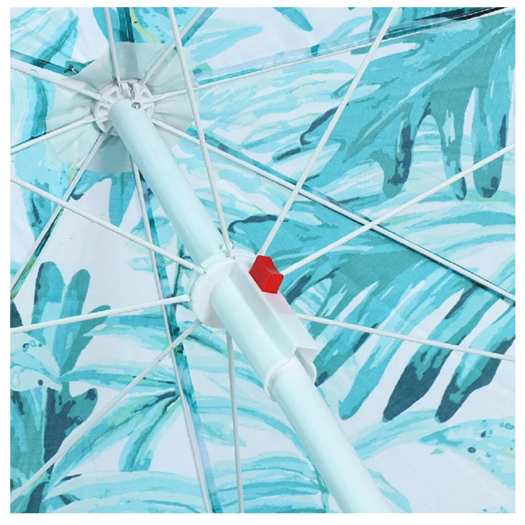 Зонт пляжный Тропические листья LG07/2 200 см, с наклоном, 8 спиц для защиты от солнца
