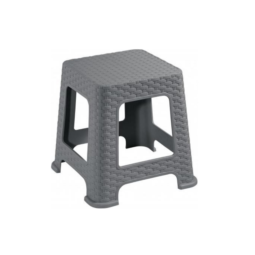 Табурет Violet Ротанг, пластиковый, малый, серый, 33.7x33.7x33 см