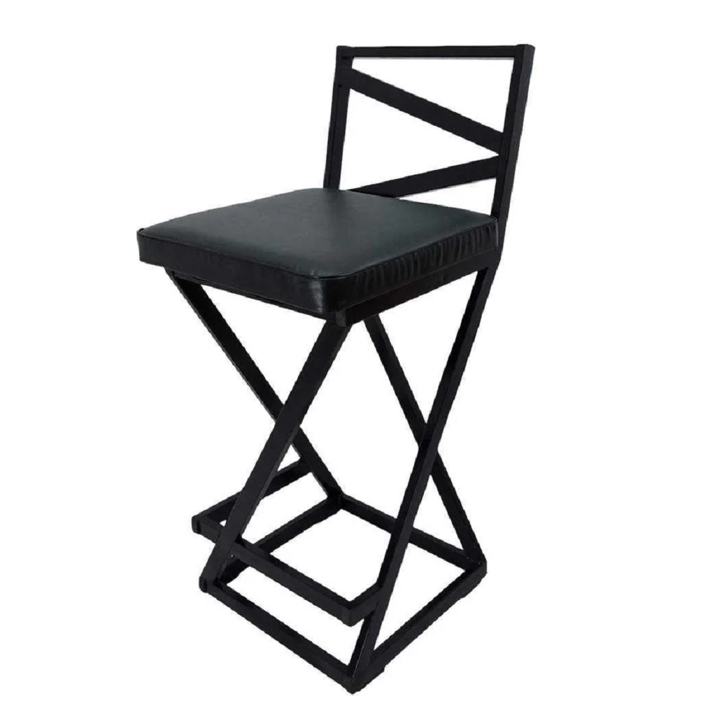 Стул полубарный New Victoria Усть-Люга, с мягким сиденьем Лофт Nova, черный