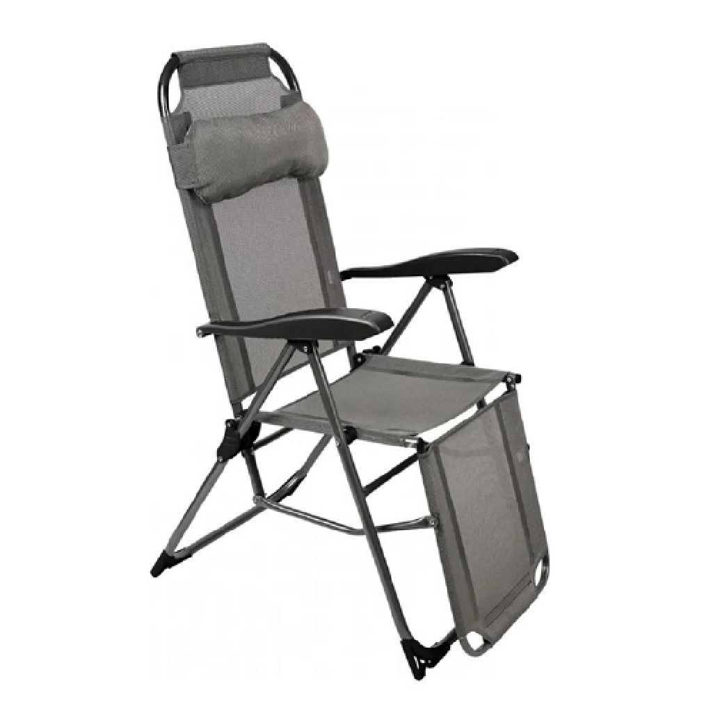 Кресло-шезлонг складное Ника, высота - 47 см, с подножкой, графитовый