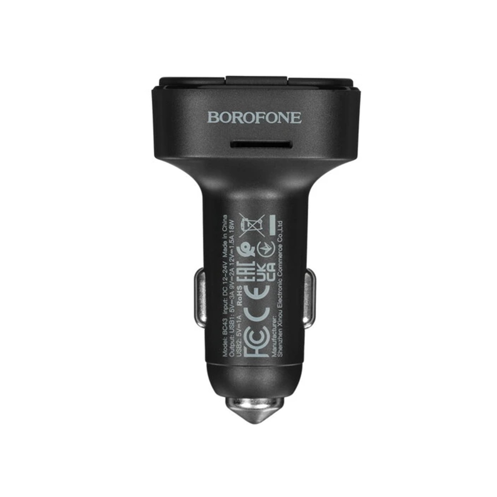 FM-трансмиттер Borofone BC43 дисплей, Bluetooth, microSD, USB Type-A