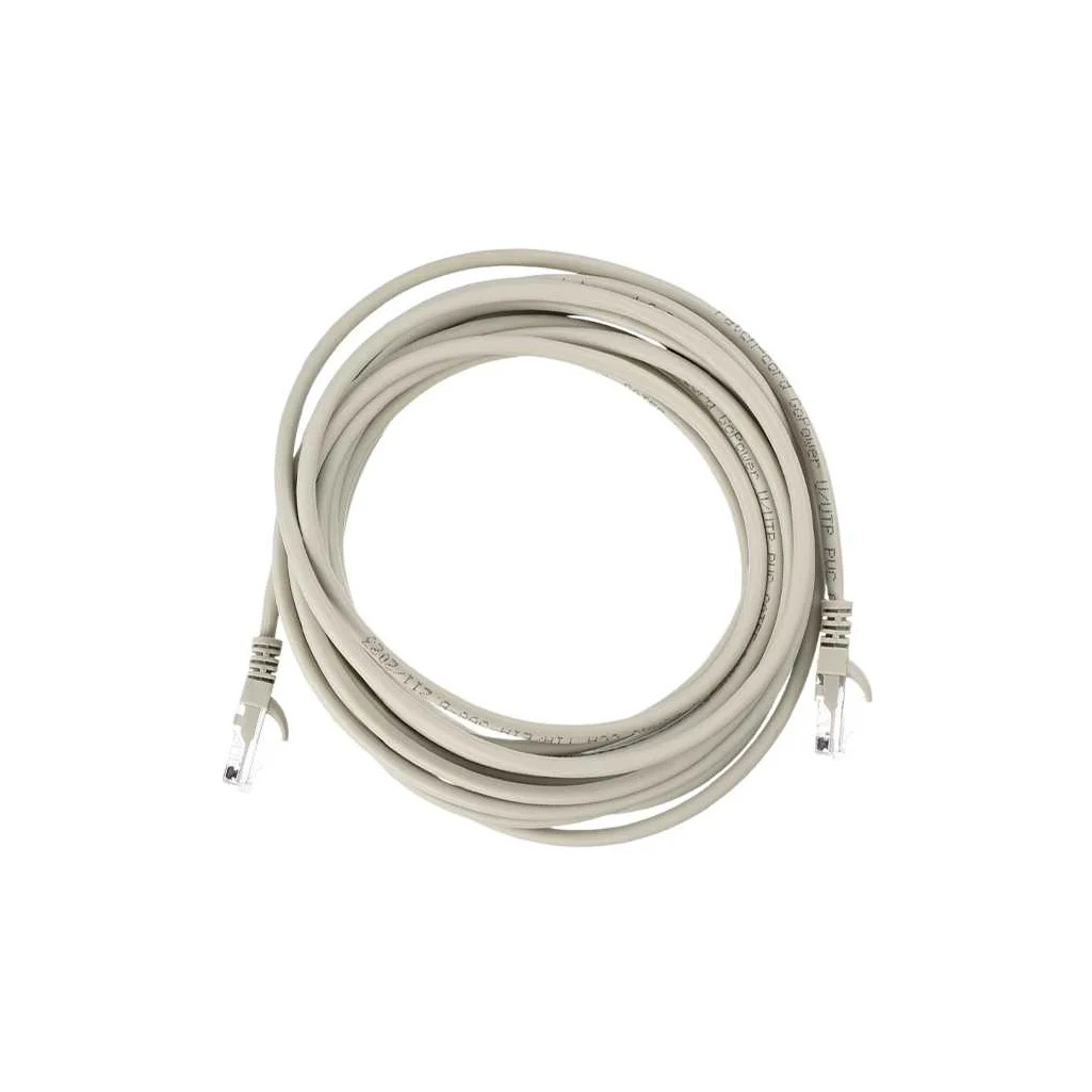 Патч-корд GoPower RJ-45-RJ-45 кат.5е, ПВХ, круглый, серый, 5 м