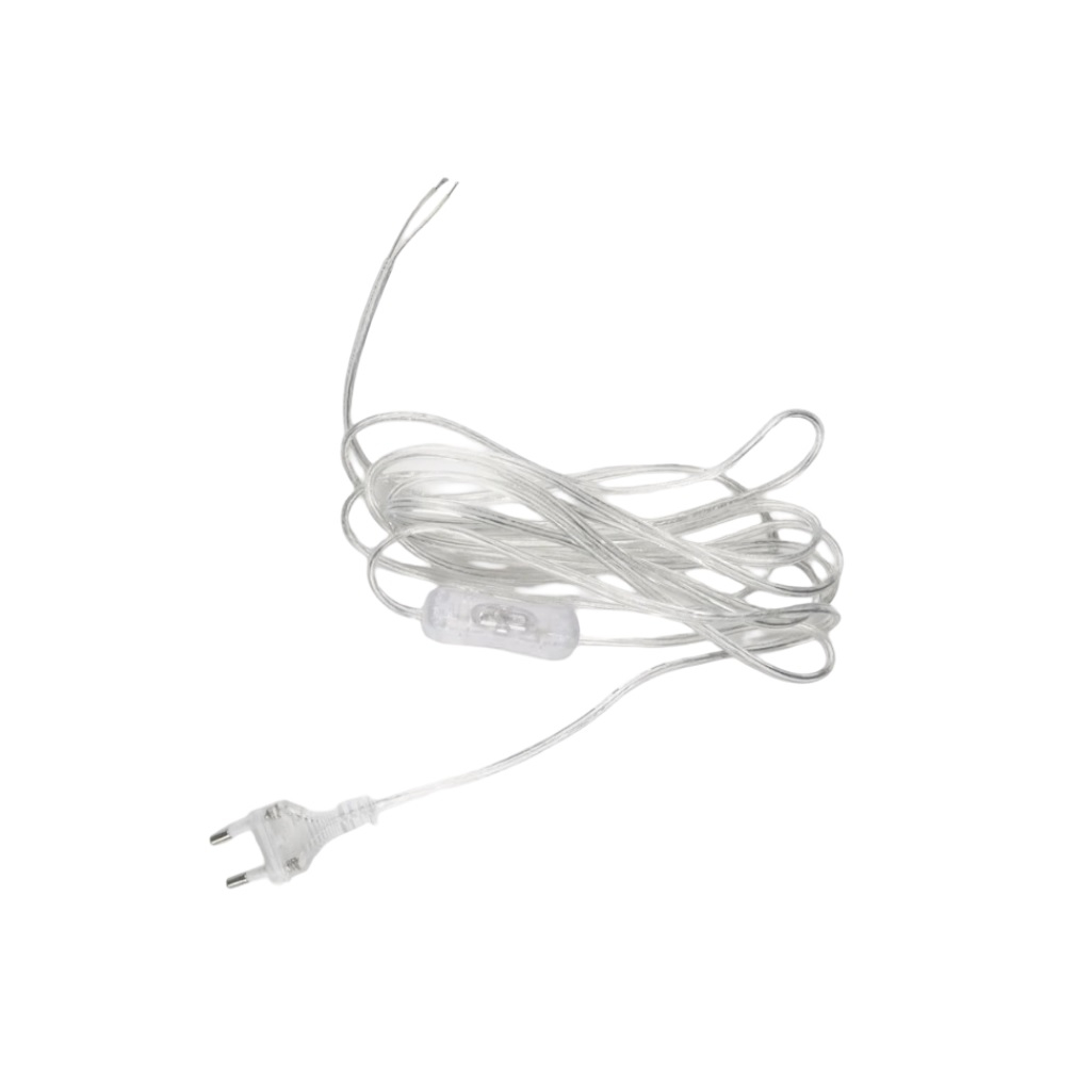 Шнур сетевой Uniel с вилкой и выключателем, 1А, 250 Вт, 3.5 м, прозрачный, UL-00007233