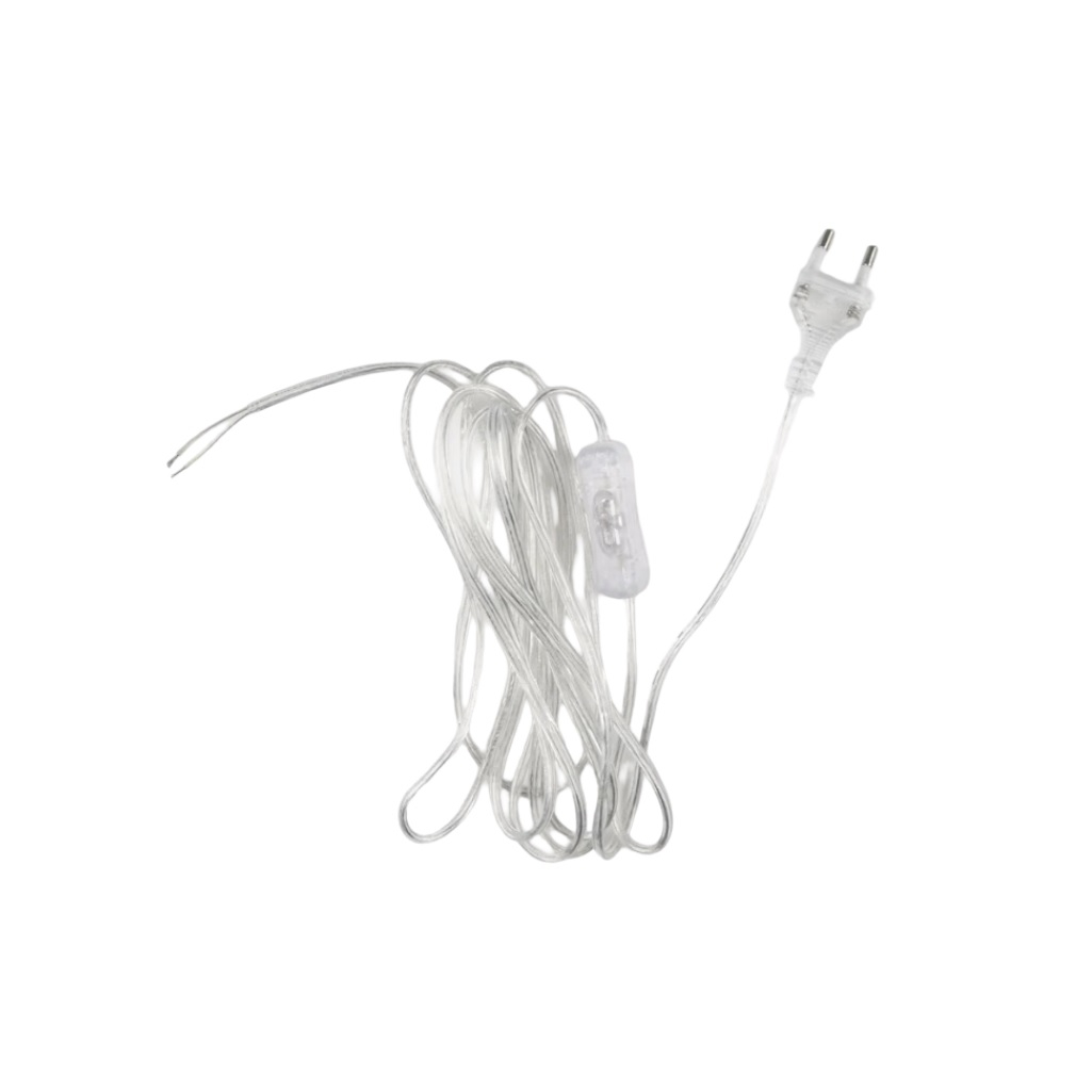 Шнур сетевой Uniel с вилкой и выключателем, 1А, 250 Вт, 3.5 м, прозрачный, UL-00007233