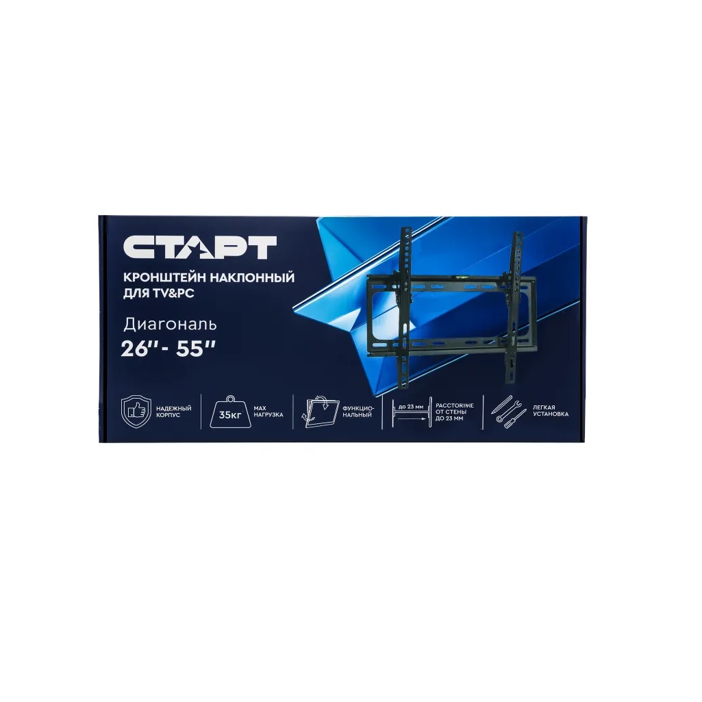 Кронштейн для телевизора настенный Старт 26-55 дюймов, наклонный, нагрузка 35 кг