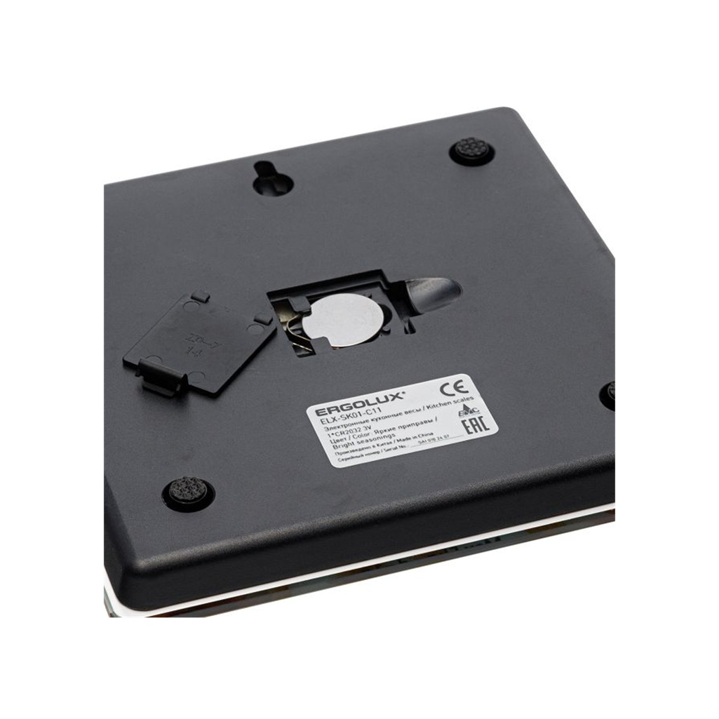 Весы кухонные Ergolux ELX-SK01-С11  электронные, стекло, 16.5х16.5 см, до 5 кг
