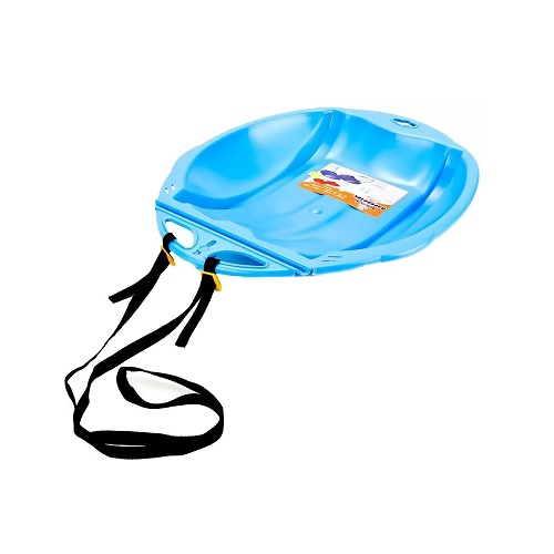 Санки-ледянки Олимпик Веселый паровозик с ремнем, голубые