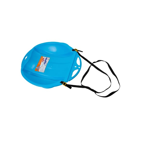 Санки-ледянки Олимпик Веселый паровозик с ремнем, голубые