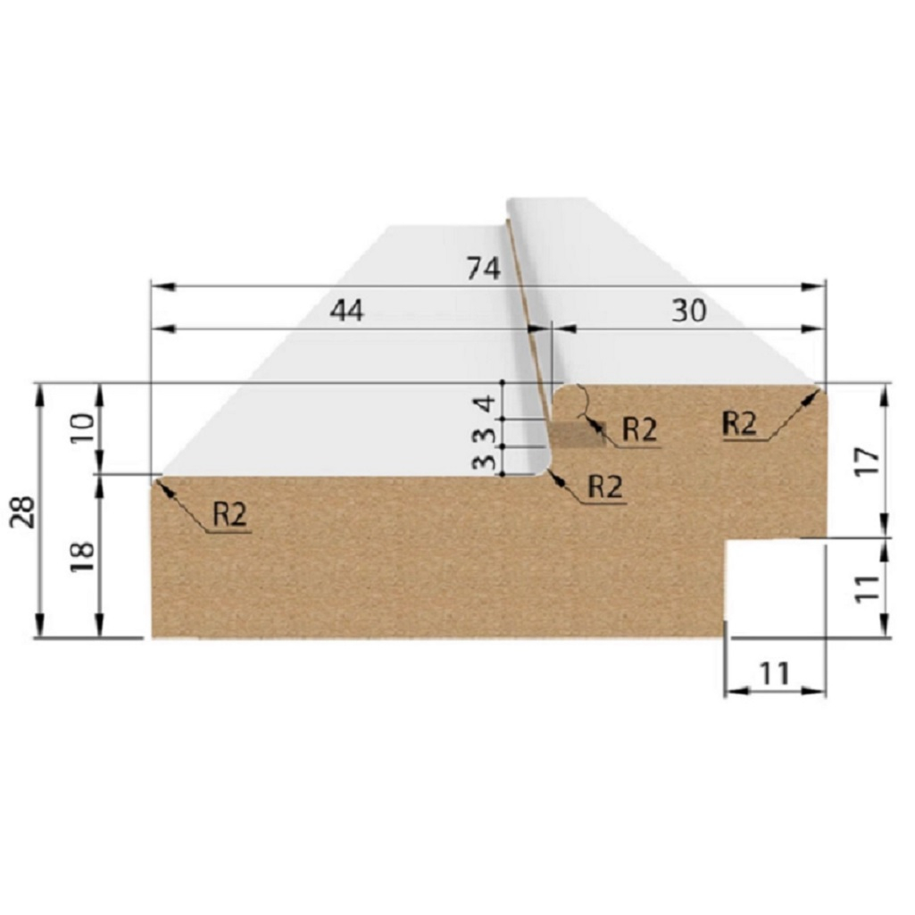 Коробка дверная ПВХ белёный дуб 75х35 мм х 2.07 м, структурированная фактура