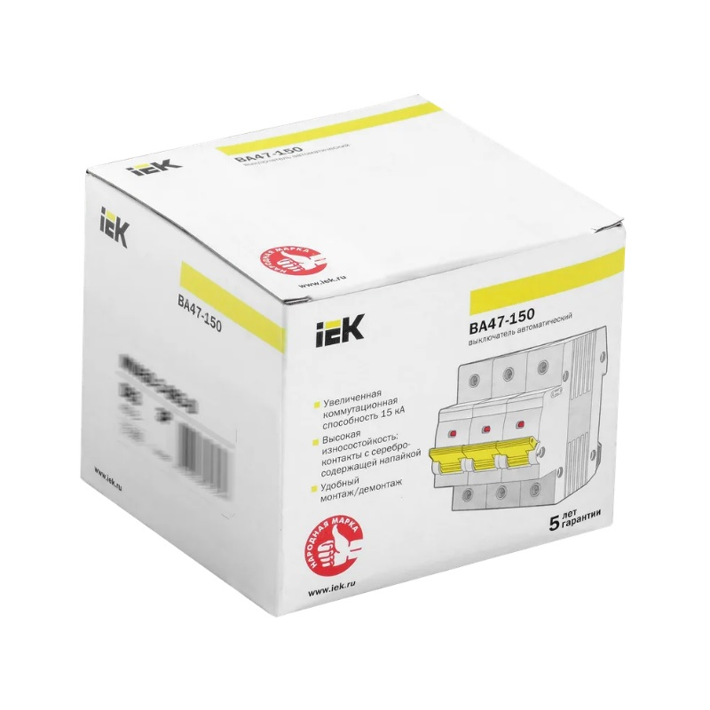 Автоматический выключатель IEK KARAT ВА47-150 3Р С 125А 15кА 
