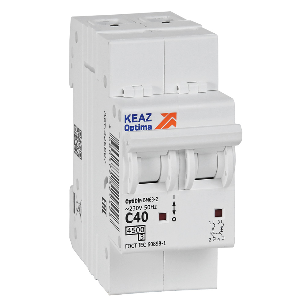 Автоматический выключатель КЭАЗ OptiDin BM63 2P 40А C 4,5кА AC