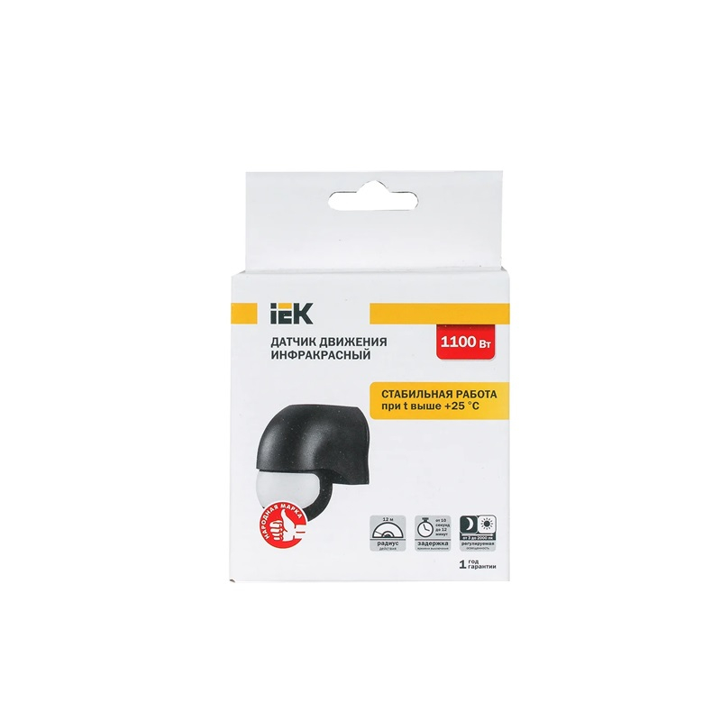 Датчик движения IEK ДД 010 1100Вт 180 градусов 10м IP44 черный