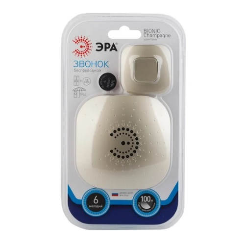 Звонок беспроводной ЭРА Bionic Champagne серебристый 6 мелодий