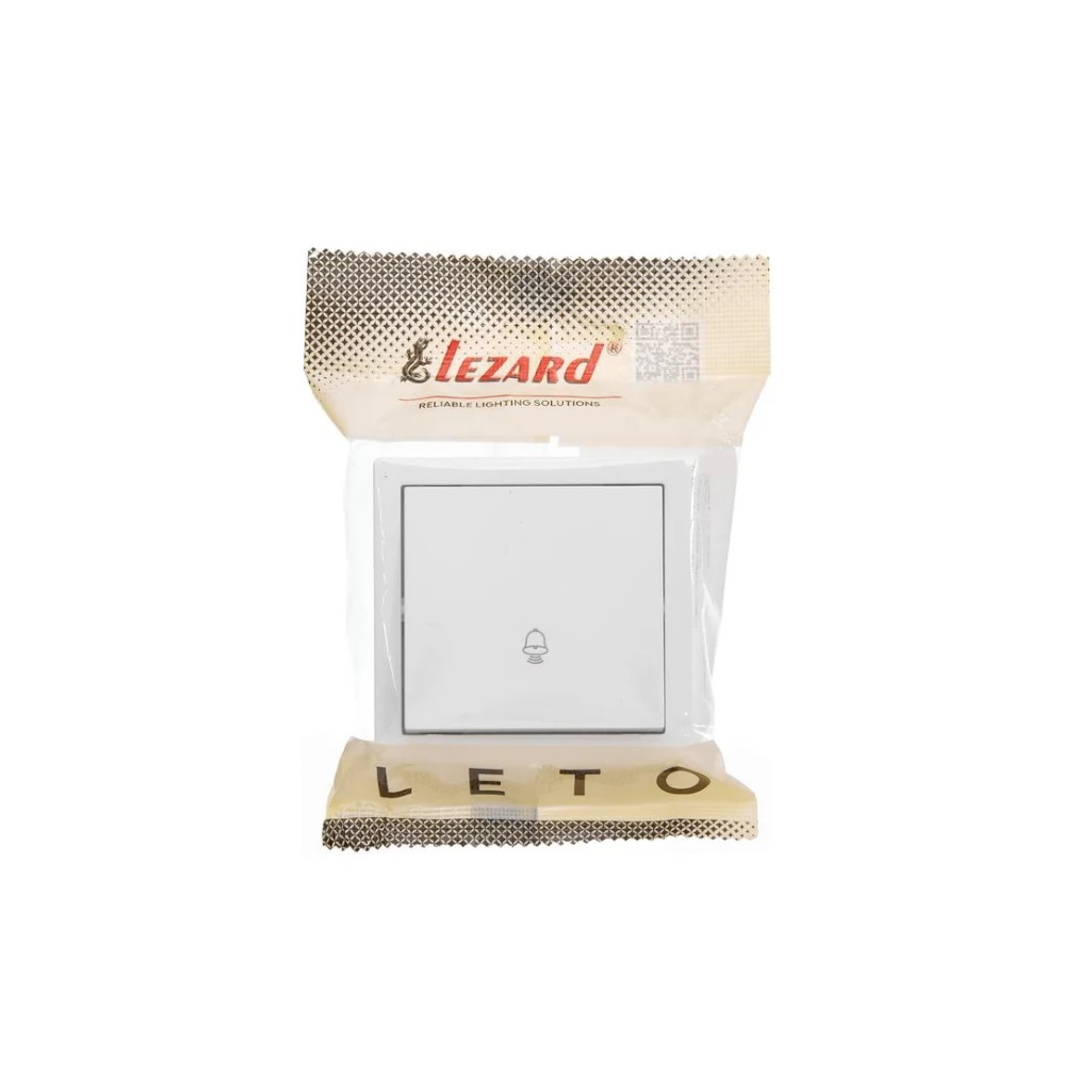 Кнопка для дверного звонка Lezard Leto проводная, накладная, пластик, белый 752-0200-103