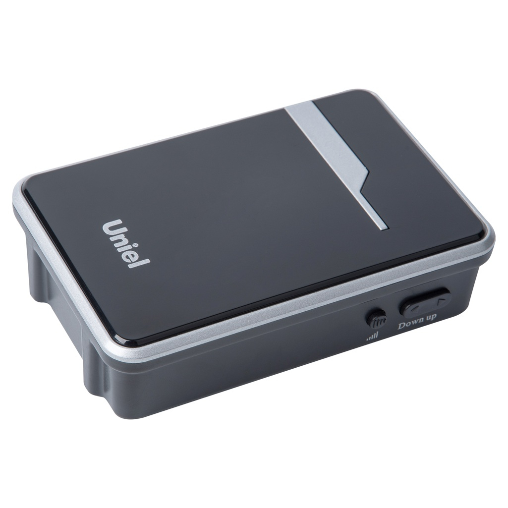 Звонок беспроводной Uniel UDB-016W-R1T1-38S-150M-BL-SL накладной, 38 мелодий, черный с серебристым