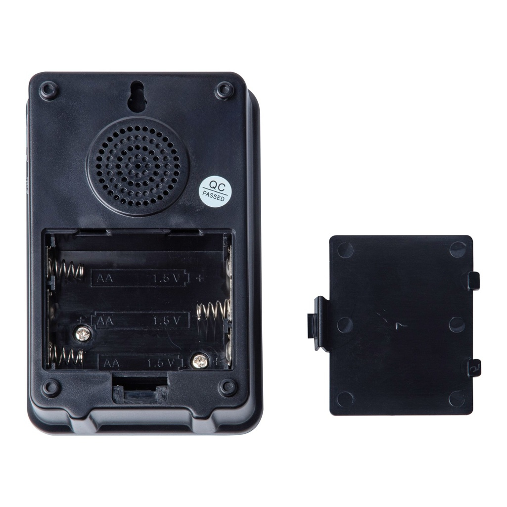 Звонок беспроводной Uniel UDB-016W-R1T1-38S-150M-BL-SL накладной, 38 мелодий, черный с серебристым