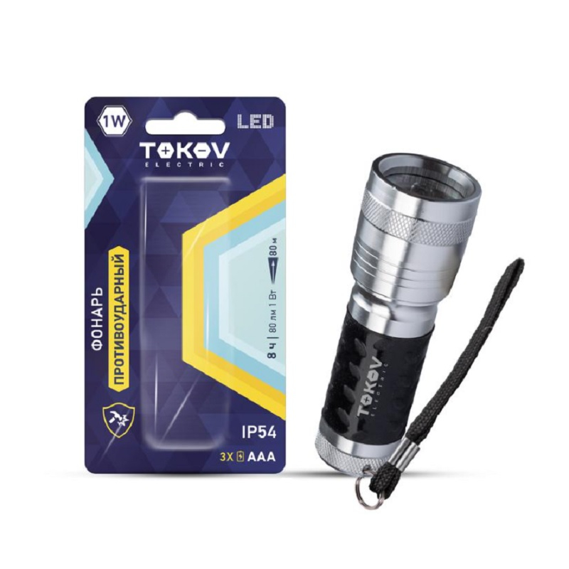 Фонарь ручной Tokov Electric TKE-RF-B-02 на батарейках 3xAAA