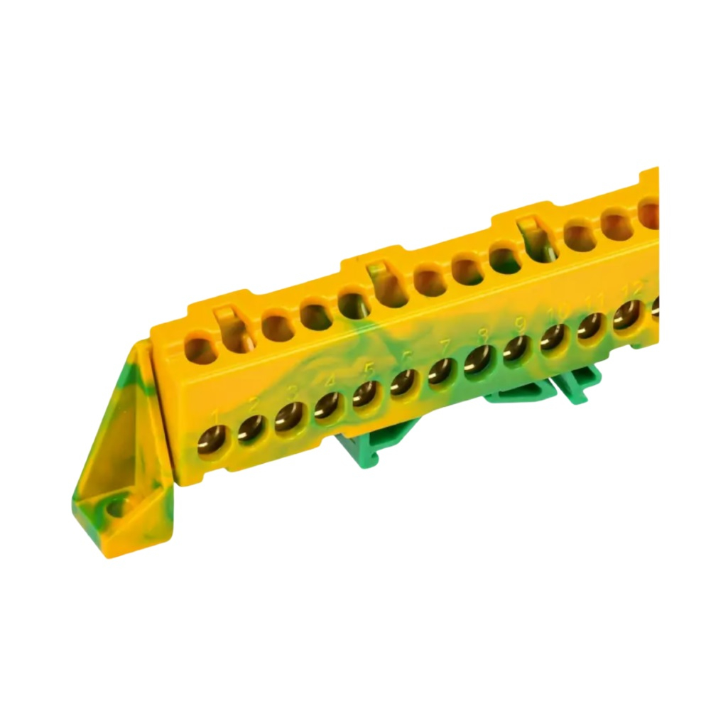 Шина Tekfor IEK PE земля, Стойка, 6х9-15-ЖЗ, TF-NN10-15-DP-K52