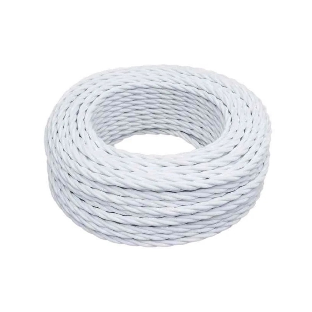 Провод декоративный витой 2х2,5 кв, мм, медь, белый для наружного монтажа