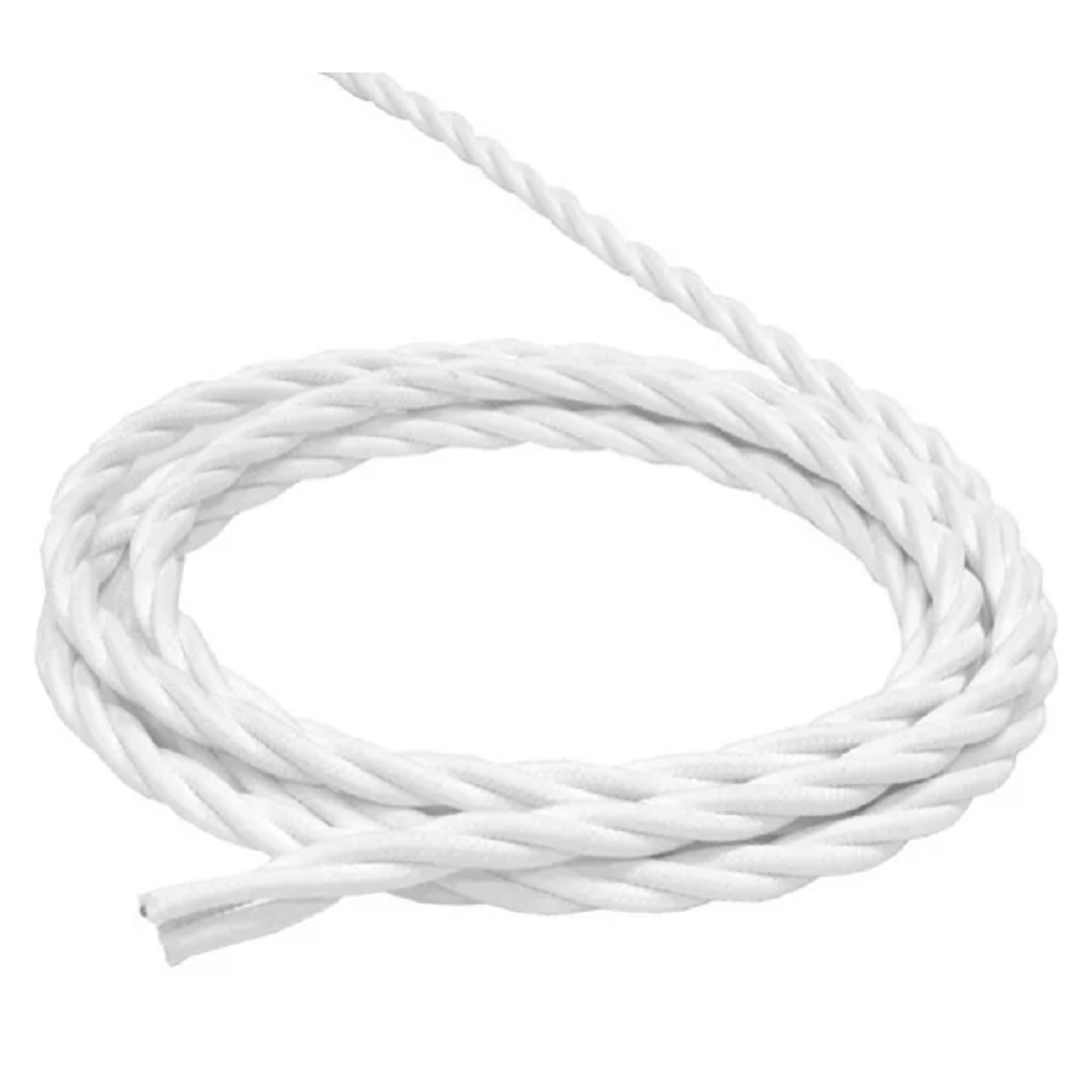 Провод декоративный витой 2х2,5 кв, мм, медь, белый для наружного монтажа