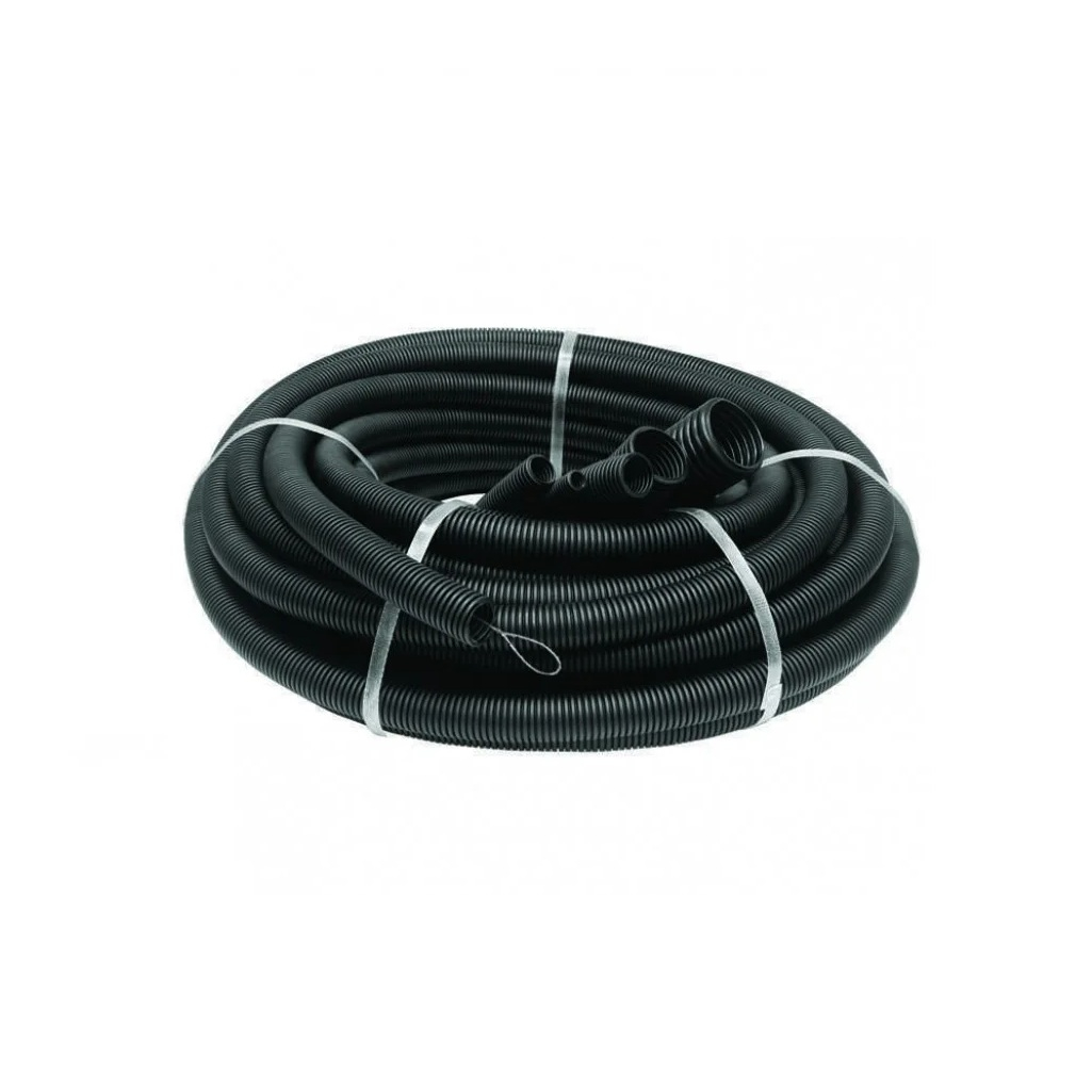 Труба гофрированная ПВХ Ruvinil 16301Ч с зондом, диаметр 63 мм, черная, легкая, бухта 15 м