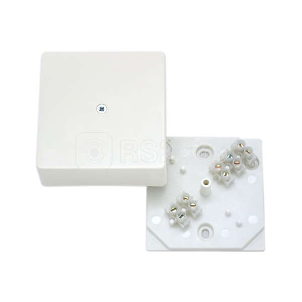 Коробка распределительная с клеммами 75х75х30 мм, белая 