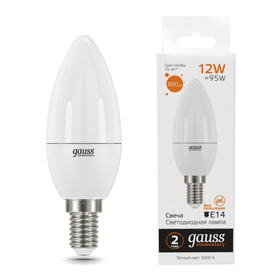 Лампа LED GAUSS Elementary Е14 12w 3000K 880 Лм
