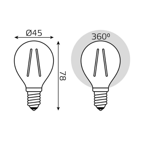 Лампа Gauss Filament Elementary Шар 12W 750lm 4100К Е14
