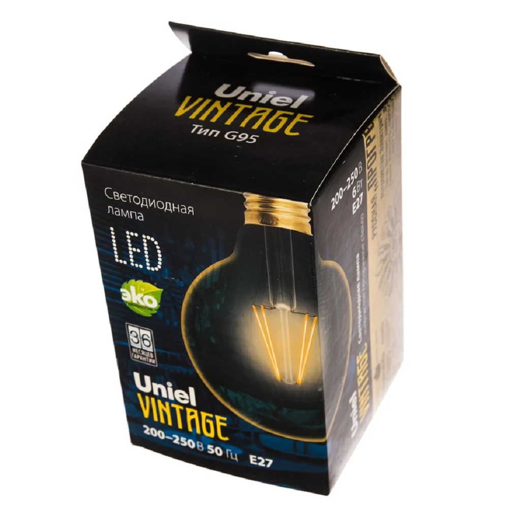 Лампа светодиодная Vintage Uniel LED-G95-6W/GOLDEN/E27 GLV21GO, золотистая