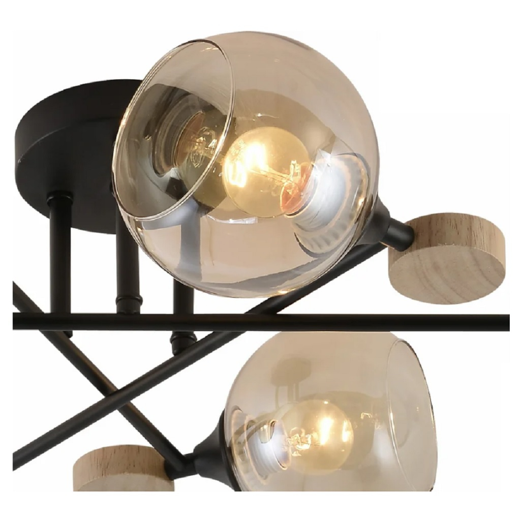 Люстра Reluce 01491-0.3-06 BK+WOOD накладная для гостиной, детской, кухни, спальни