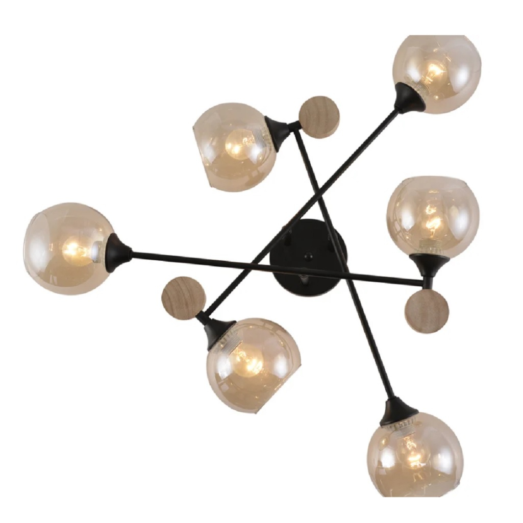 Люстра Reluce 01491-0.3-06 BK+WOOD накладная для гостиной, детской, кухни, спальни